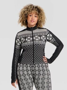 Seamless Black and Gray Fair Isle Leggings & Jacket Set *NWT